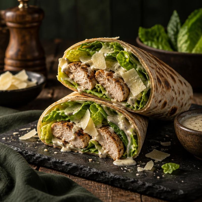 The Chicken Caesar wrap with chicken, lettuce, Parmesan and Caesar dressing
