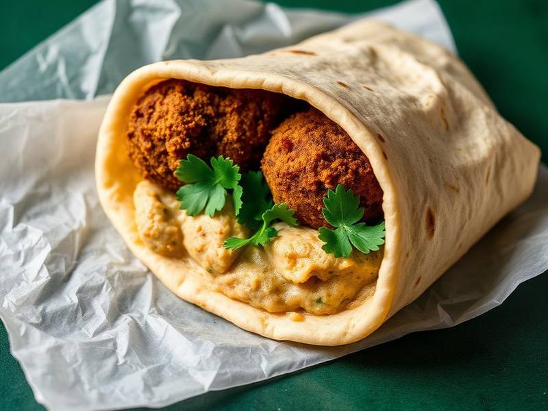 The Egyptian falafel wrap with houmous and salad